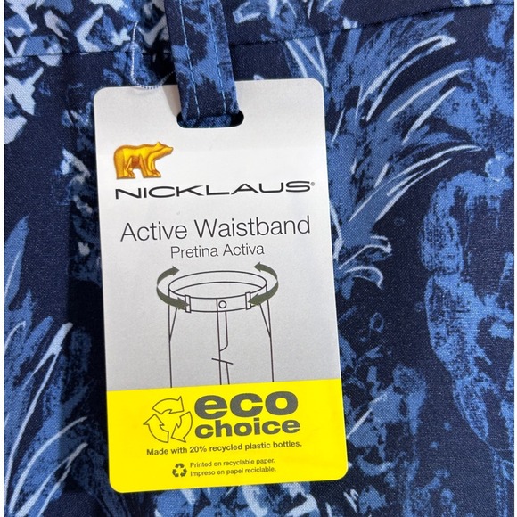 NWT Nicklaus Mens 36 Active Waistband Stretch Shorts Navy Blue Pineapple Print - Picture 5 of 11